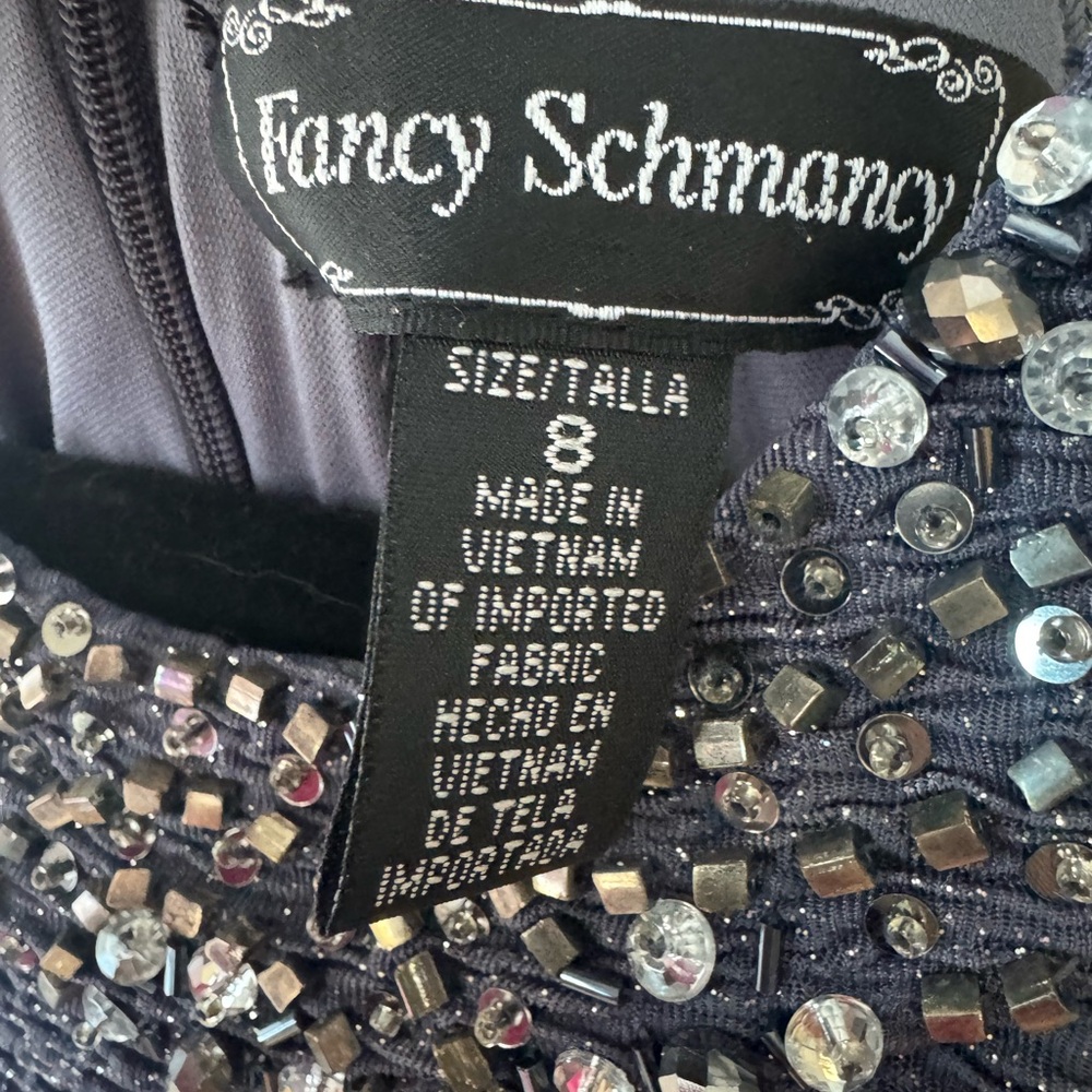Sparkling Navy Halter Gown - Picture 2 of 6